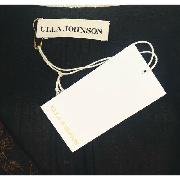 ULLA JOHNSON Varanasi Black Floral Long Sleeve Cotton Maxi Dress NWT US 4 - Picture 13 of 16